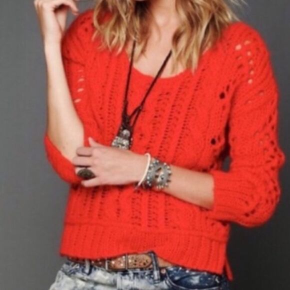 Free People Fluff Wildfire Sheer Pullover Sweater Feminine Casual Boho - Picture 2 of 14